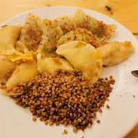Lentil pierogi, spinach pierogi & kasza gryczana at Bar Górski in Zakopane