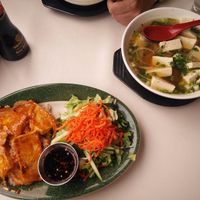 fried tofu and vegan ramen at Soy House in Bellingham