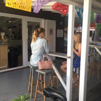 outdoor seating at Tom's Juice Bar in Gustavia