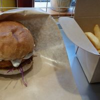 Chicken ripple burger (soy meat) at Ain Soph.Ripple Kabukicho in Tokyo