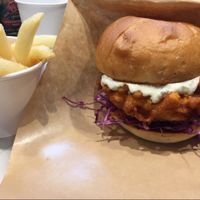 crispy chicken burger at Ain Soph.Ripple Kabukicho in Tokyo