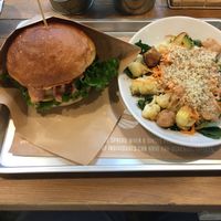 ";Cheese burger"; and quinoa salad  at Ain Soph.Ripple Kabukicho in Tokyo
