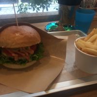 Ripple cheese burger with fresh fries at Ain Soph.Ripple Kabukicho in Tokyo