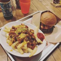 Seitan burger and chilli fries at Ain Soph.Ripple Kabukicho in Tokyo