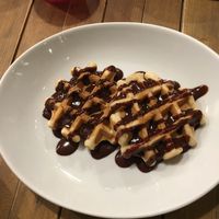 Waffles with chocolate sauce at Ain Soph.Ripple Kabukicho in Tokyo