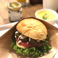 Falafel burger at Ain Soph.Ripple Kabukicho in Tokyo
