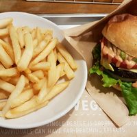 Ripple cheeseburger + fries at Ain Soph.Ripple Kabukicho in Tokyo