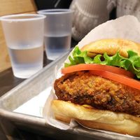 Soy 'chicken' meat burger. at Ain Soph.Ripple Kabukicho in Tokyo