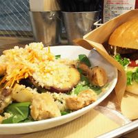 My to go menu when really hungry: full salad and falafel burger. at Ain Soph.Ripple Kabukicho in Tokyo