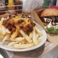 Chilli-cheese fries and falafel burger at Ain Soph.Ripple Kabukicho in Tokyo