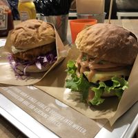 Chicken burger + cheeseburger at Ain Soph.Ripple Kabukicho in Tokyo