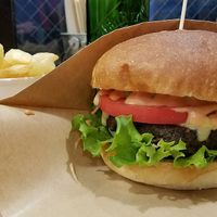 Ripple burger and fries at Ain Soph.Ripple Kabukicho in Tokyo