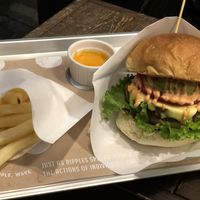 Cheese burger (not so generous on the fries)  at Ain Soph.Ripple Kabukicho in Tokyo