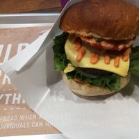 A huge cheeseburger at Ain Soph.Ripple Kabukicho in Tokyo