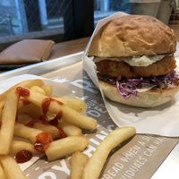 Crispy soy chicken burger  at Ain Soph.Ripple Kabukicho in Tokyo