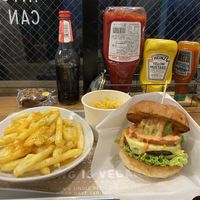 Vegan cheeseburger, mac n cheese, cheesy fries at Ain Soph.Ripple Kabukicho in Tokyo