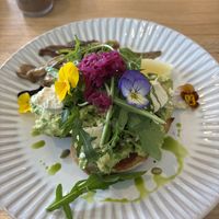 Smashed avocado with sautéed mushrooms   at Island Whole Foods in Cowes