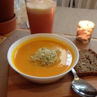 pumpkin+redf lentil soup at Paper Plane in Nice
