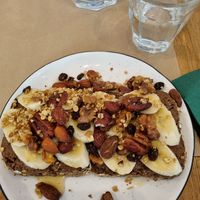 Banana toast, with amazing almond butter at Paper Plane in Nice