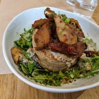 Mushrooms and veggie chicken at Paper Plane in Nice