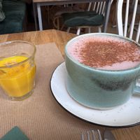 Pink chai  at Paper Plane in Nice