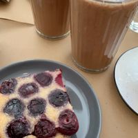 Chocolate smoothies and cake. at Paper Plane in Nice