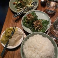 Mango salad and tempeh dish + pickles and rice   at Farang in Stockholm