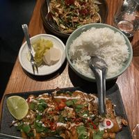 Som Tam (papaya salad) and a Satay dish   at Farang in Stockholm