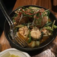 Morning glory with two types of silken tofu   at Farang in Stockholm