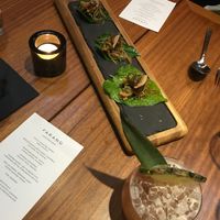 Shows first dish on the vegan menu at Farang in Stockholm