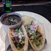 Vegan tacos, rice and beans at Aria Hotel - Julian Serrano Tapas in Las Vegas