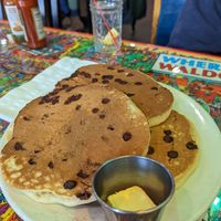 Vegan chocolate chip pancakes at Pick Me Up Cafe in Chicago