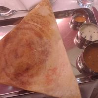 Dosa with potato, beetroot and onion inside, with sambhar, and coconut chutney! at Dinithi Restaurant Ury in Newcastle Upon Tyne