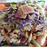 Crispy vegan mac on salad at Organically Twisted in Naples