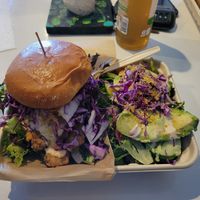 White bean burger with tempeh bacon... get in my mouth!!! at Organically Twisted in Naples