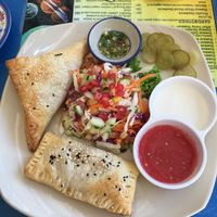Potato and ‘cheese’ pies w/ salad at Gallery House of Hummus in Koh Phangan