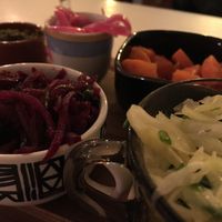 Pickle selection with hummus plates at D&A Hummus Bistro - Westerstraat in Amsterdam