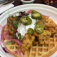 Ck’n (oyster mushroom) & Waffles  at Veg Cafe in Sacramento