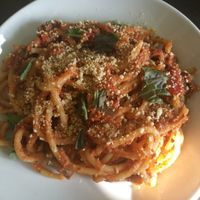 Mushroom impossible Bolognese at Veg Cafe in Sacramento