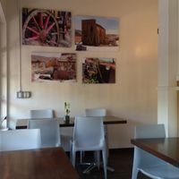 Some of the tables face out onto J Street; the room is very pleasant. at Veg Cafe in Sacramento
