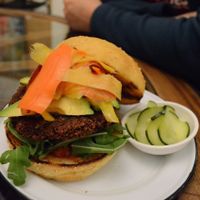 Falafel burger at Veg Cafe in Sacramento