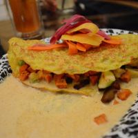 Crepe with veggies and coconut sauce at Veg Cafe in Sacramento