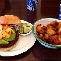Falafel burger  at Veg Cafe in Sacramento