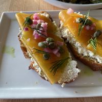 Beet lox crostini  at Veg Cafe in Sacramento