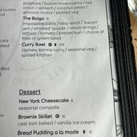 Portion of the menu showing the items I ordered   at Veg Cafe in Sacramento
