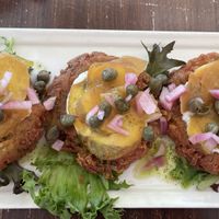Latkes and lox (made from golden beets)  at Veg Cafe in Sacramento