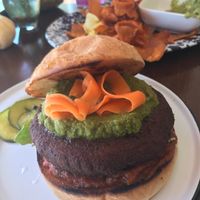Falafel burger was GOOD! Vegan bread good also  at Veg Cafe in Sacramento