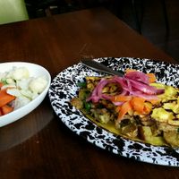 Savory Crepe and steamed veggies at Veg Cafe in Sacramento