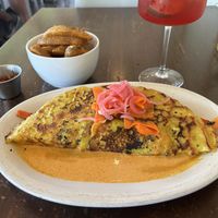 Savory crepe and friesd  at Veg Cafe in Sacramento