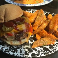 Wild West burger  at Veg Cafe in Sacramento